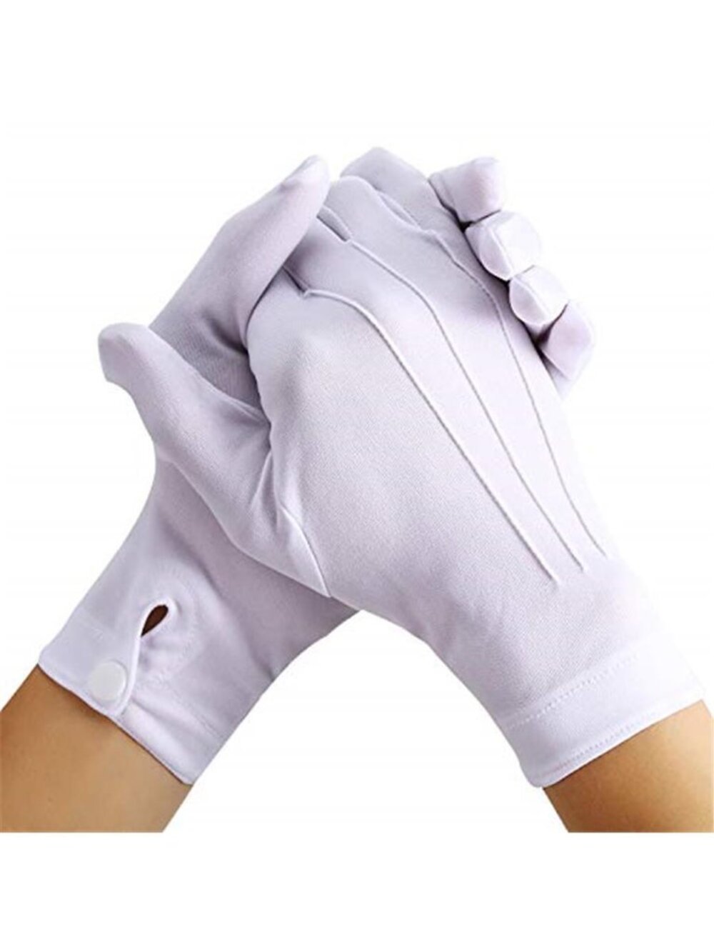 Mens White Dress Gloves 2 Pair Cotton Formal Marching Band Tuxedo Costume Gloves